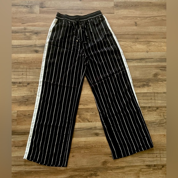 Zara Pants - Zara Striped Women’s Wide Leg Trousers Pants with Drawstring Tie